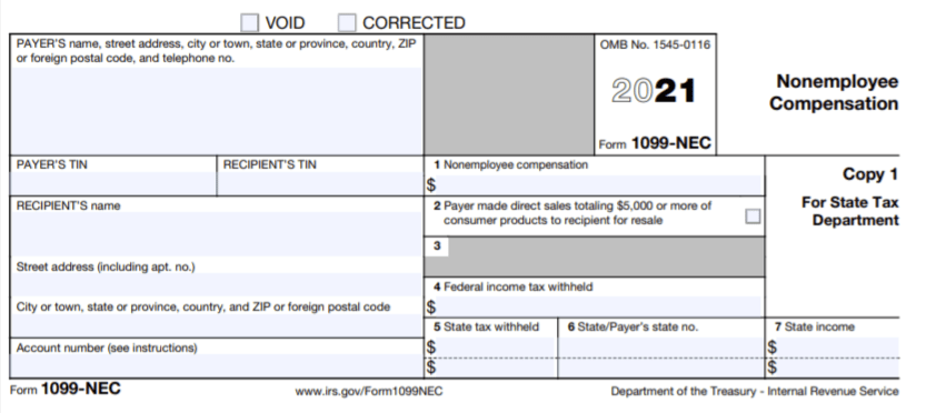 IRS 2021 Form 1099-NEC