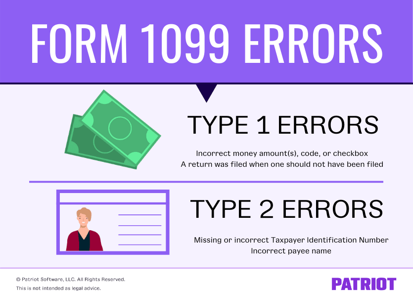 types of form 1099 errors
