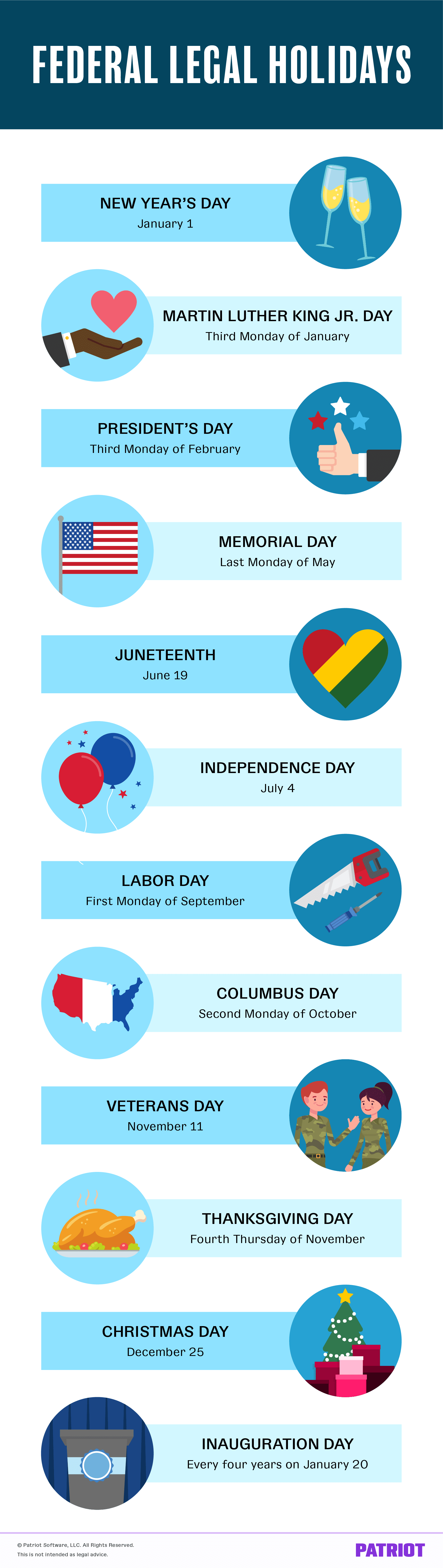list of federal legal holidays for businesses