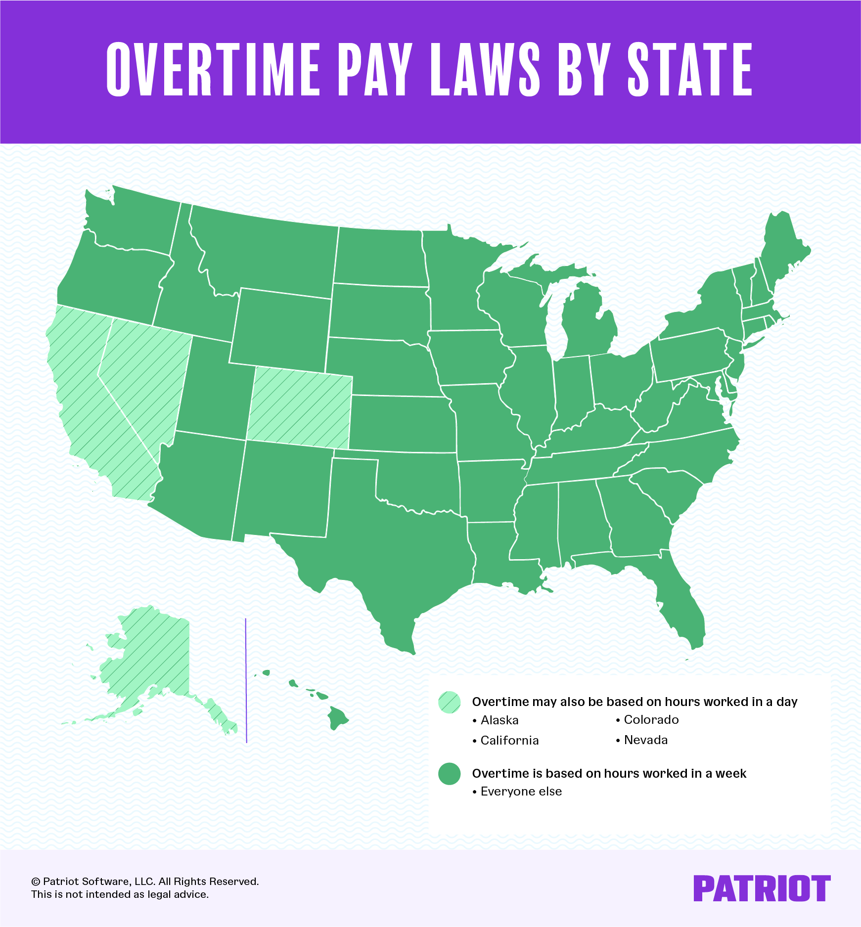 map detailing overtime pay laws by state