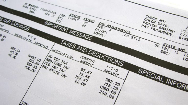 pay stub listing example employee pay information