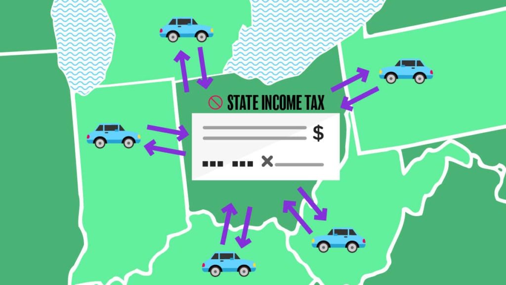 illustration of map showing ohio's reciprocal agreements with other states