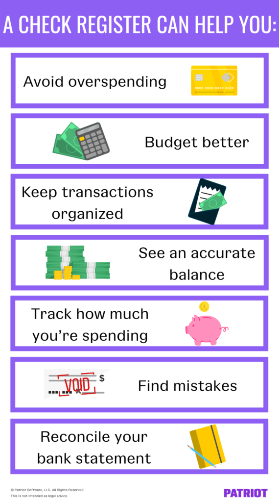 seven ways a check register can help you, with illustrations