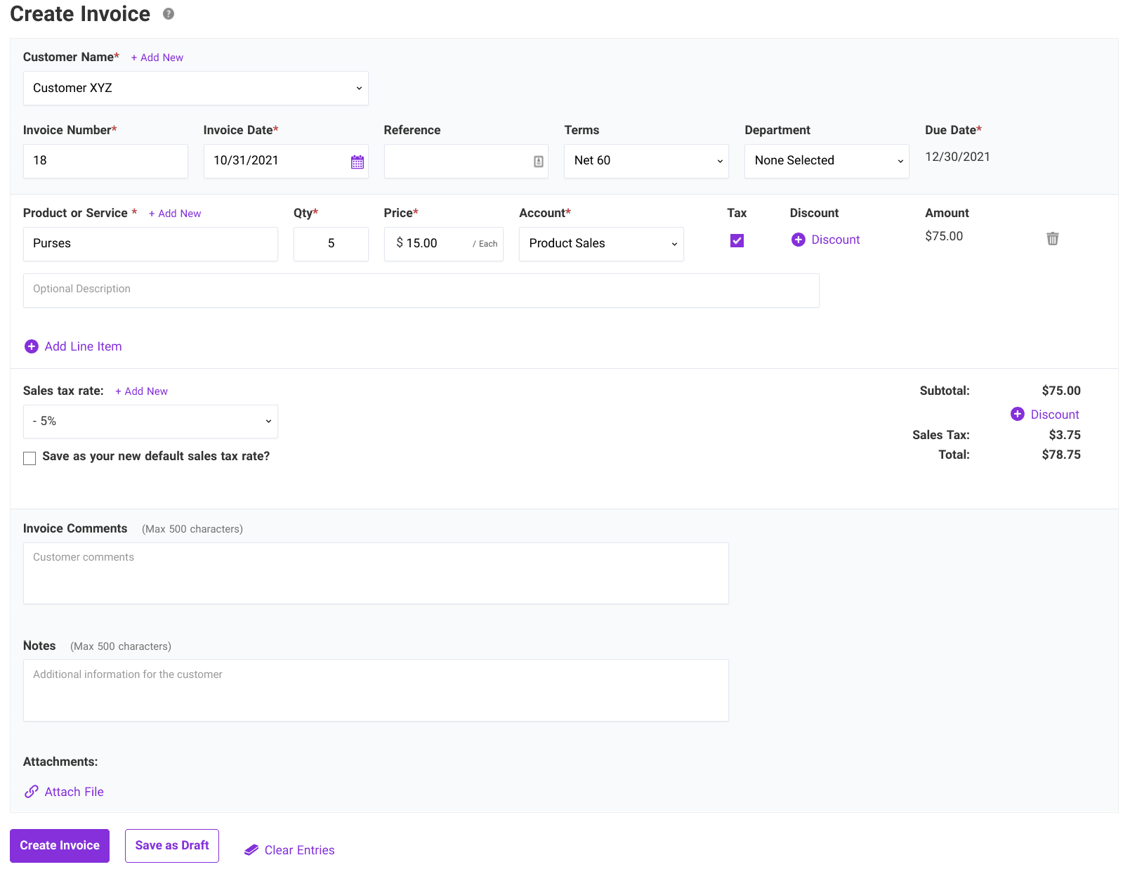 invoice payment terms example