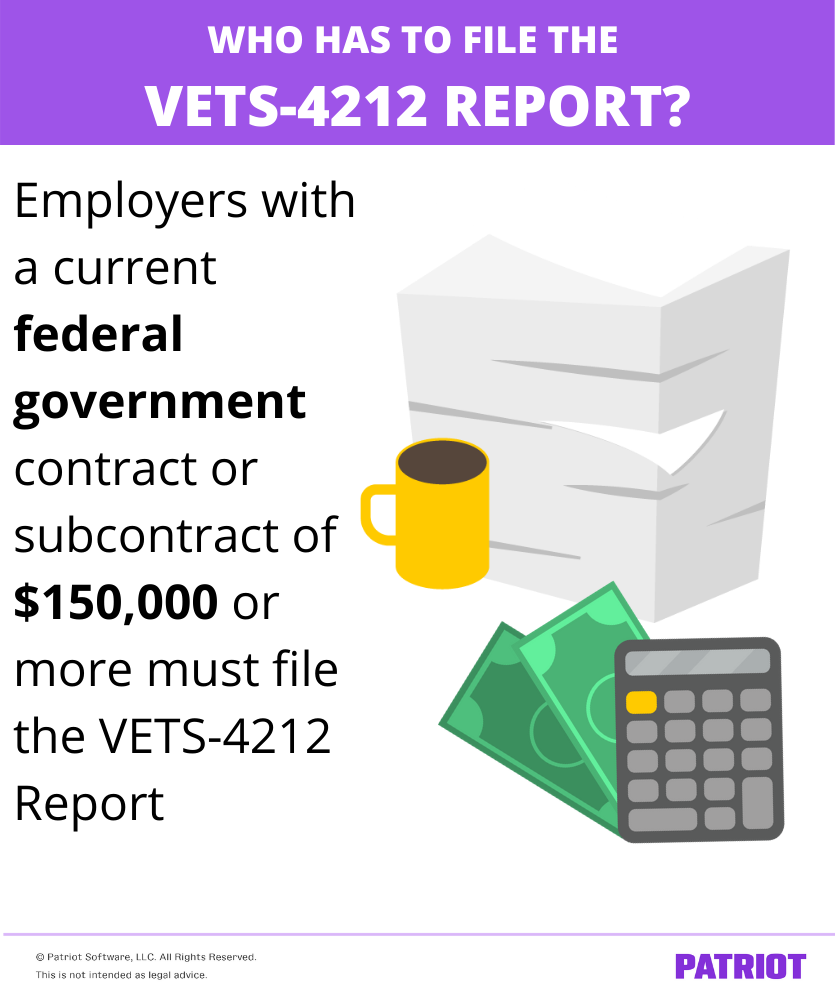 Visual defining which employers must file the VETS-4212 report 